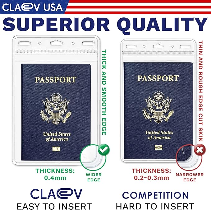 Claev Flexible and Tear Resistant Vertical 4x6 Passport & Card Holders - Image 9