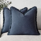 Foindtower Set of 2 Decorative Linen Fringe Throw Pillow Covers Cozy Boho