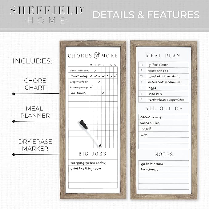 Sheffield Home Set of Two Family Planner Dry Erase Boards Featuring, Chore Chart - Image 3