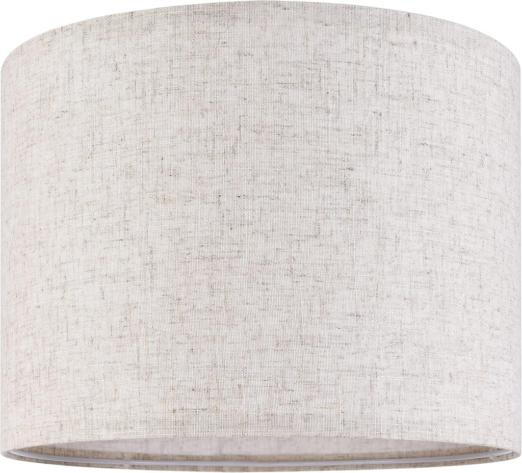 GO&SO Oatmeal Linen Lamp shades Large Drum Linen Lampshade 16" Top x 16" Bottom