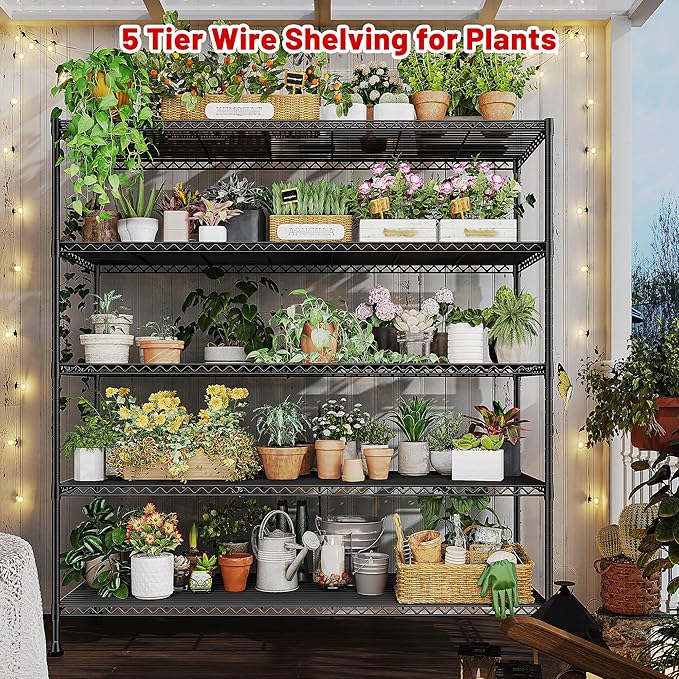 REIBII 45.8''W Steel Wire Shelving Unit, 5 Tier Adjustable Metal Storage Shelves - Image 5