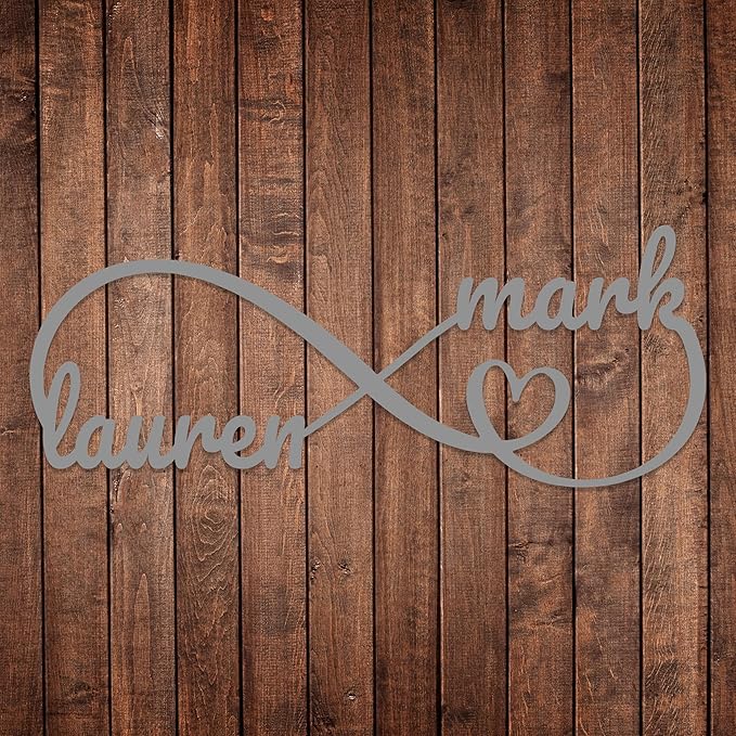 Personalized Valentines Metal Wall Sign, Custom Infinity Heart Love Couple Name - Image 7