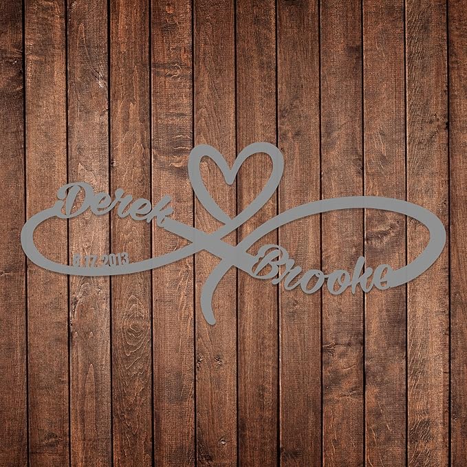 Personalized Valentines Metal Wall Sign, Custom Infinity Heart Love Couple Name - Image 7