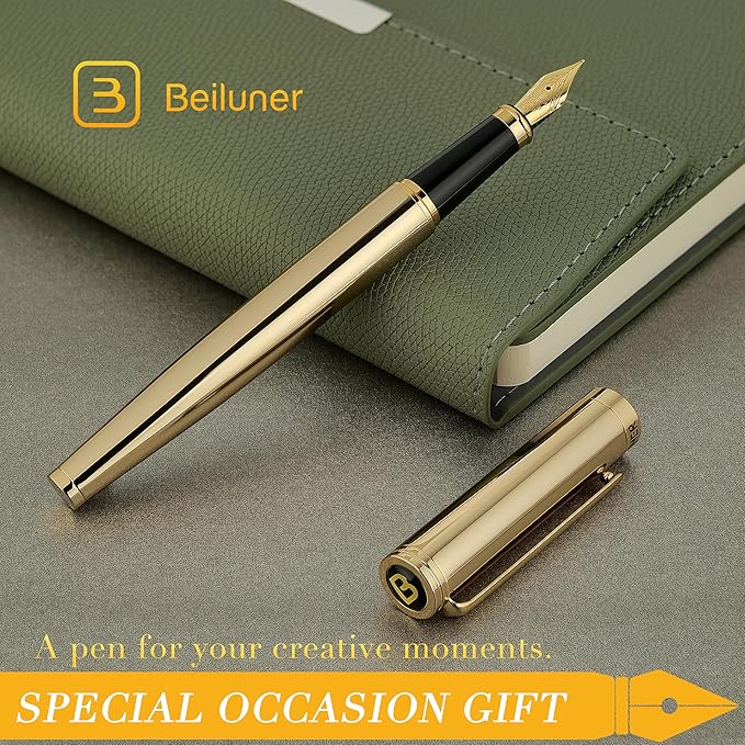 BEILUNER Gold Fountain Pen, Stunning Luxury Pens - Image 6
