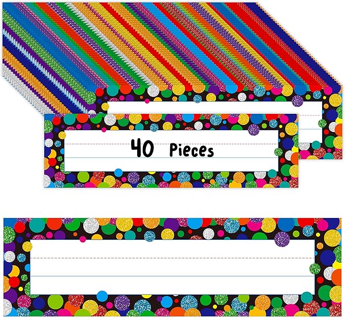 40PCS Traditional Manuscript Name Plates, Confetti Desk Name Tags by Gethelud