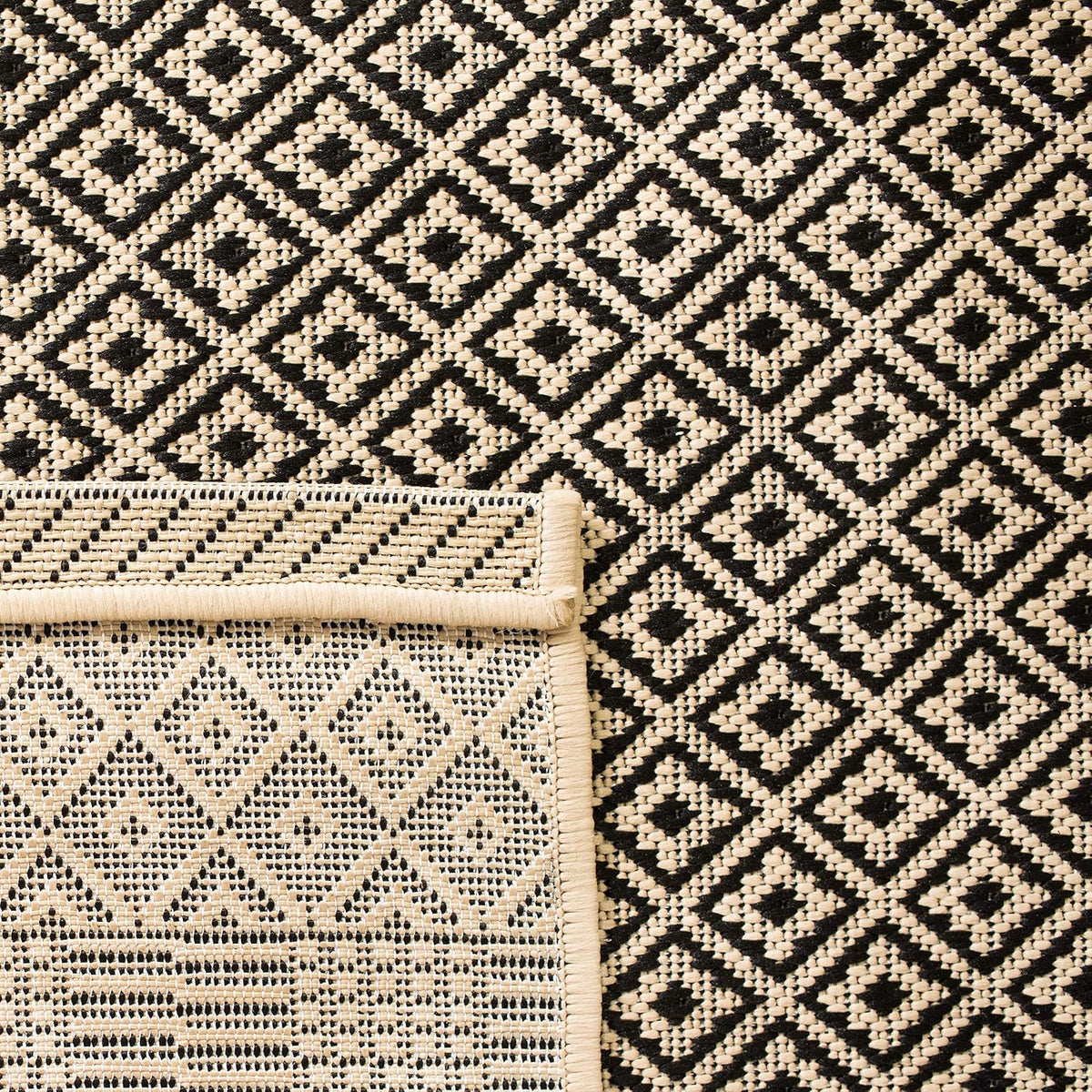 safavieh courtyard outdoor runner rug 2'3"x6'7", beige & showing dimensions