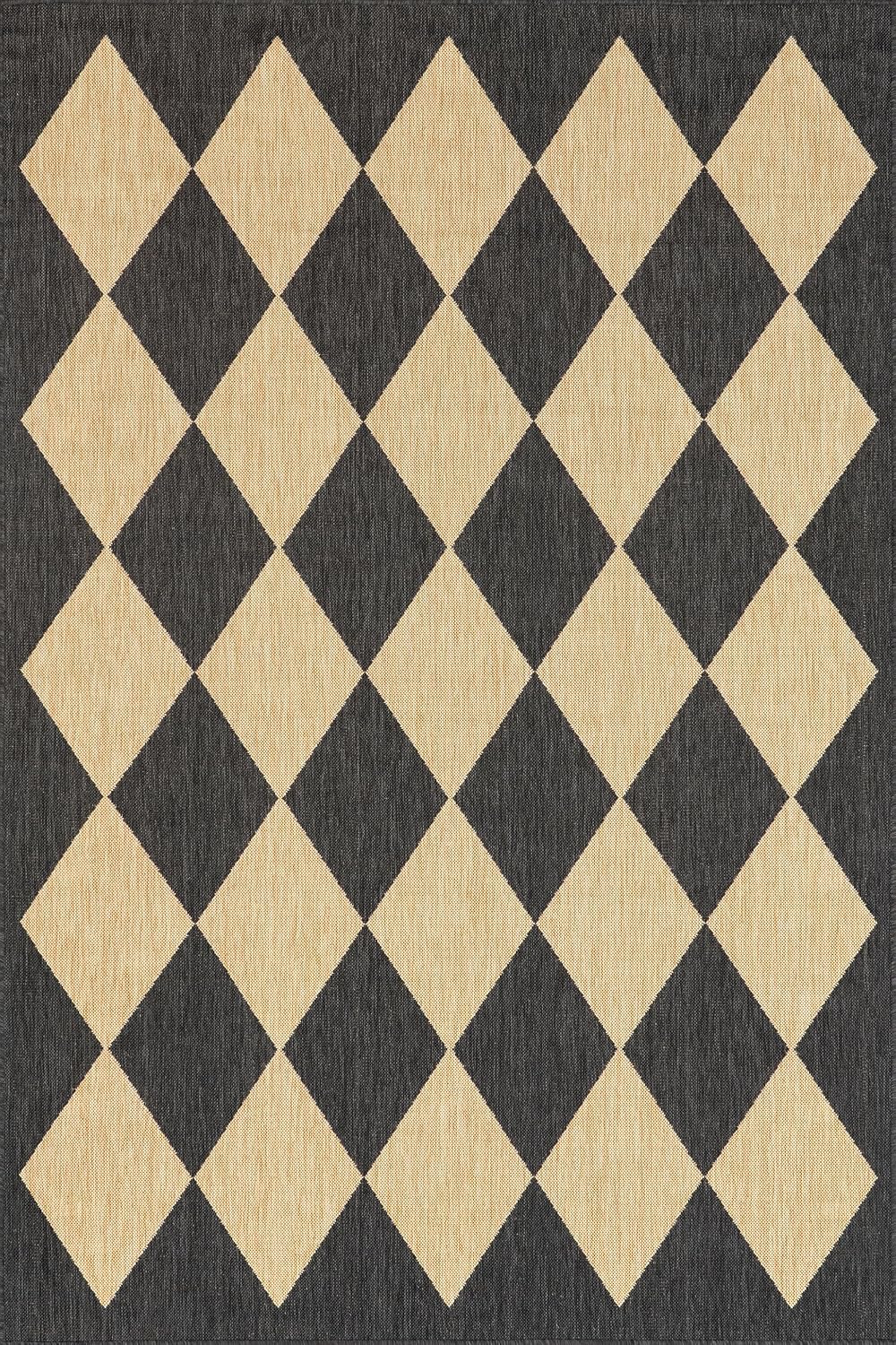 nuloom sabina dark grey trellis indoor/outdoor runner rug, close-up detail