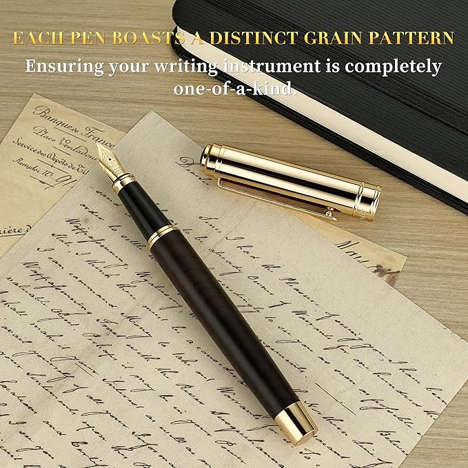 BEILUNER 316 Fountain Pen, Stunning Luxury Blackwood, 24K Gilded Nib, Gorgeous - Image 3