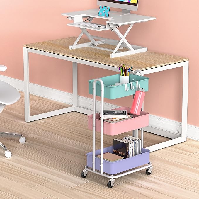 Simple Houseware 3-Tier Heavy Duty Metal Utility Rolling Cart - Image 2