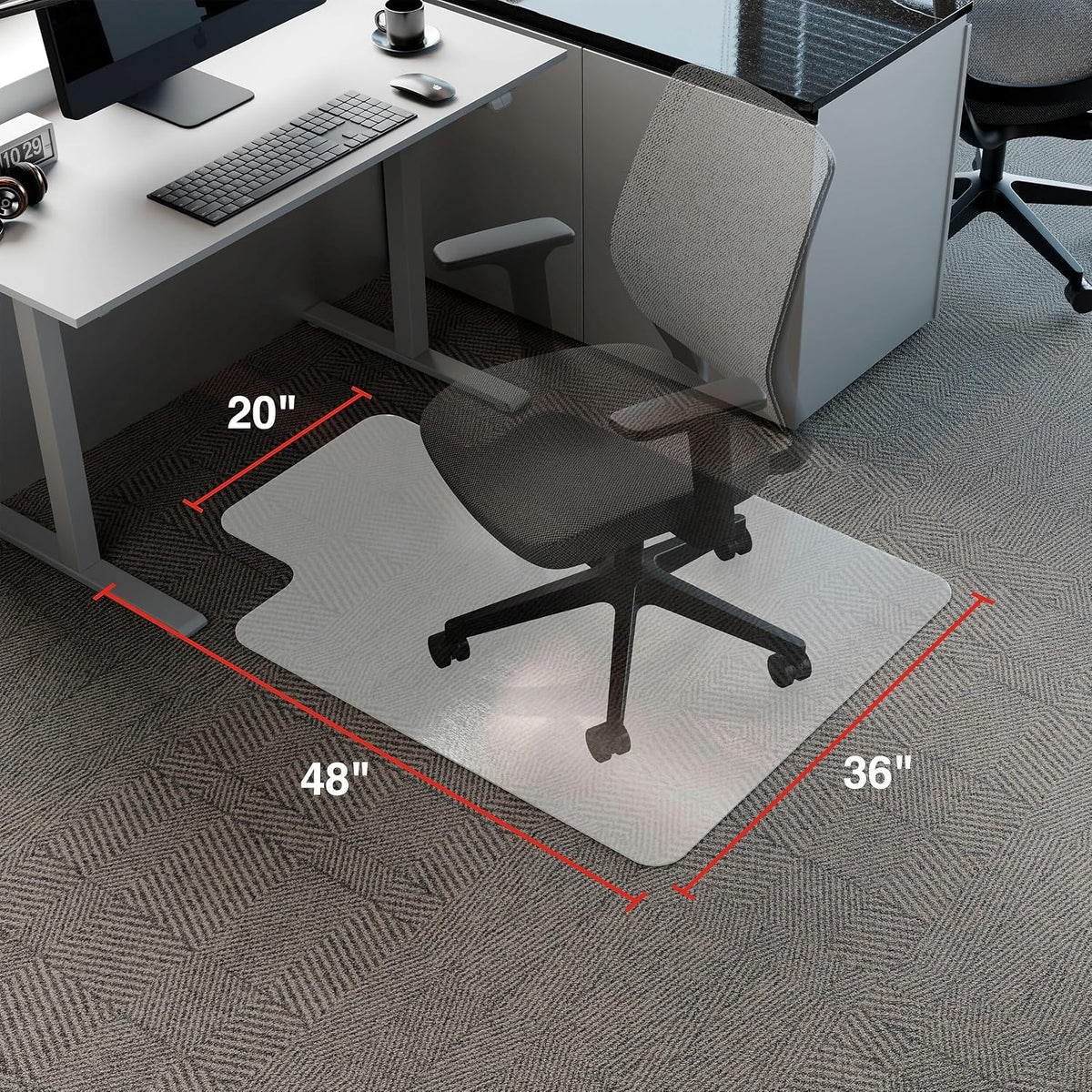 Staples Office Chair Mat with Lip, Flat-Pile Carpet, 48" x 36"