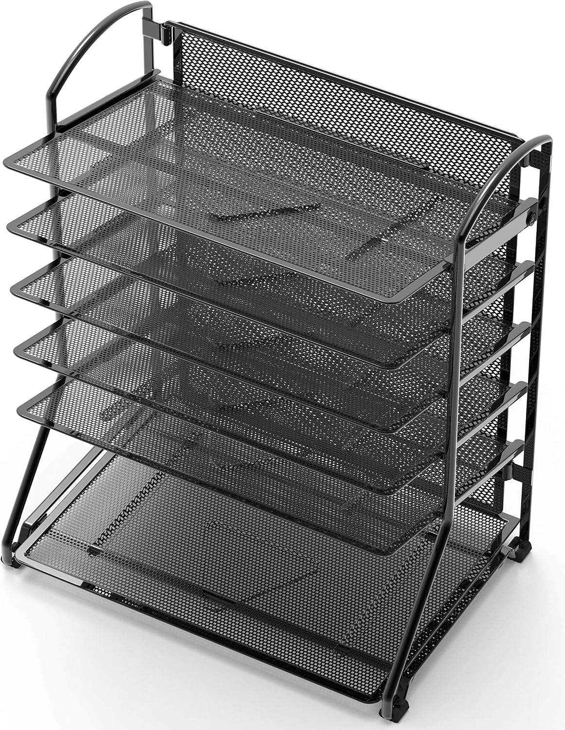 Simple Houseware 2 Packs 6-Tier Desk Organizer & Sliding Paper Tray, Black