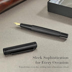MCNTEIK Matte Black Forest Fountain Pen, Exquisite Vertical Grooving Design - Image 4