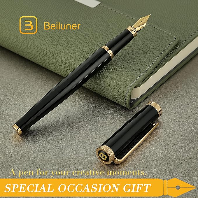 BEILUNER Black Fountain Pen, Stunning Luxury Pens - Image 7
