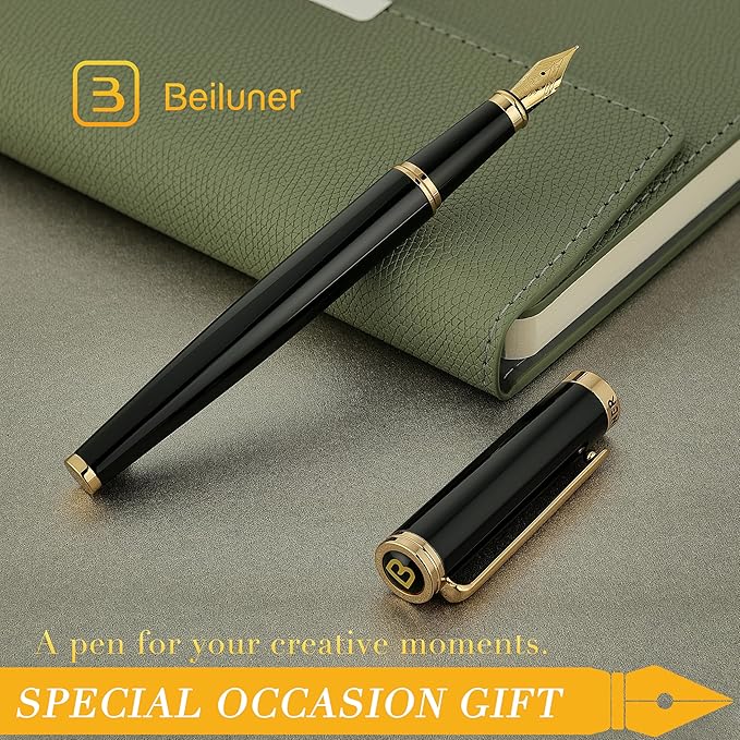 BEILUNER Black Fountain Pen, Stunning Luxury Pens - Image 8