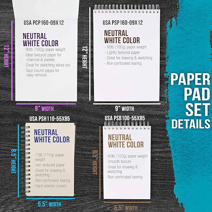 U.S. Art Supply 4-Pad Sketch Book and Drawing Paper Set - Image 4