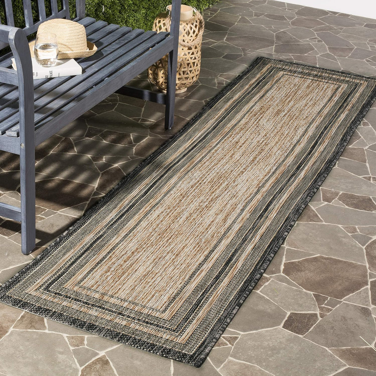 safavieh courtyard collection 2'3" x 6'7" natural /, front angle view