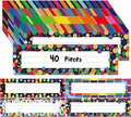 40PCS Desk Nameplates, 4 Designs Double Sided PET Film Desk Name Tags Erasable by Gethelud