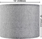 Gray Drum Lamp Shades Set of 2 Medium 13" Top x 13" Bottom x 10" High - Image 3