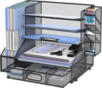 desk organizer with 5 tier file holder and, main product view