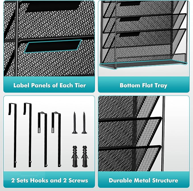 Delifox 7-Compartment Wall Mounted Hanging File Organizer Cubicle Wall File - Image 3