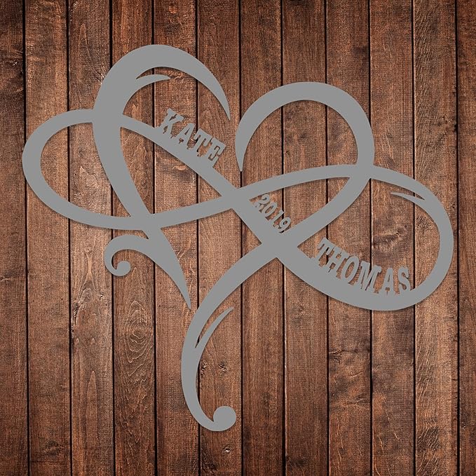 Personalized Valentines Metal Wall Sign, Custom Infinity Heart Love Couple Name - Image 7