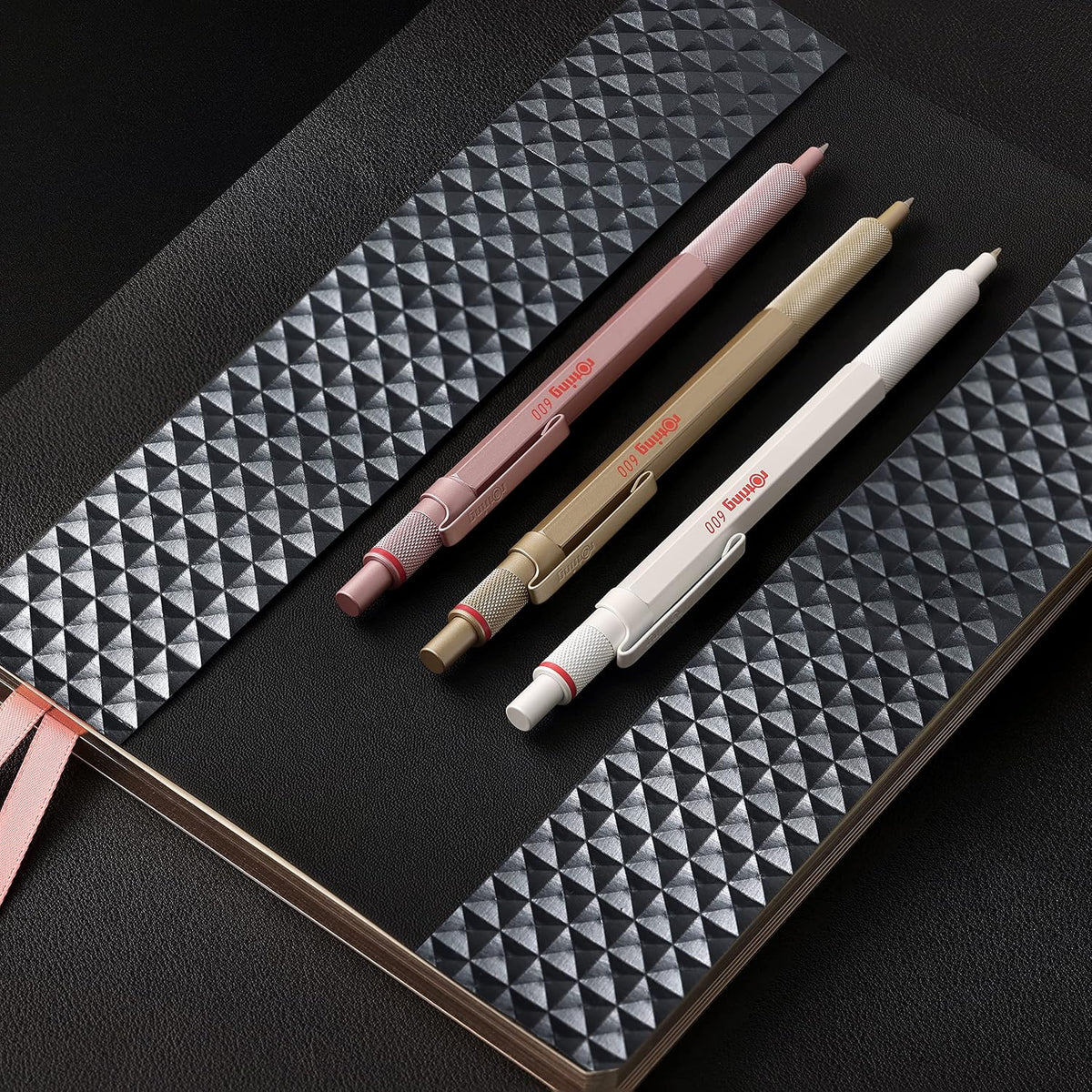 Rotring 600 Metallic Ballpoint Pen Medium Point Black Ink Gold Barrel Refilla...