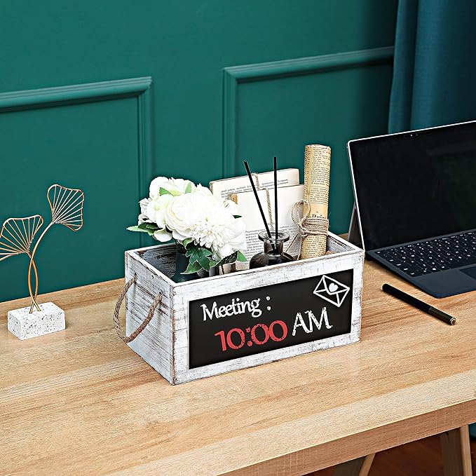 HoreZer Wood Mail Holder Box, Decorative Mail Organizer Box Countertop - Image 2