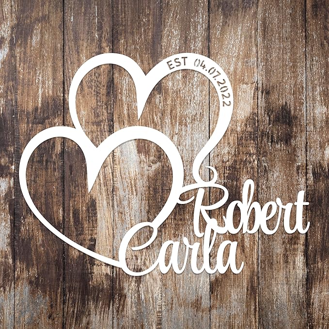 Personalized Valentines Metal Wall Sign, Custom Infinity Heart Love Couple Name - Image 6