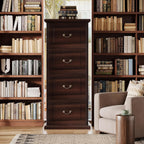 tribesigns 4-drawer file filing cabinet,vertical office file cabinet,walnut showing dimensions