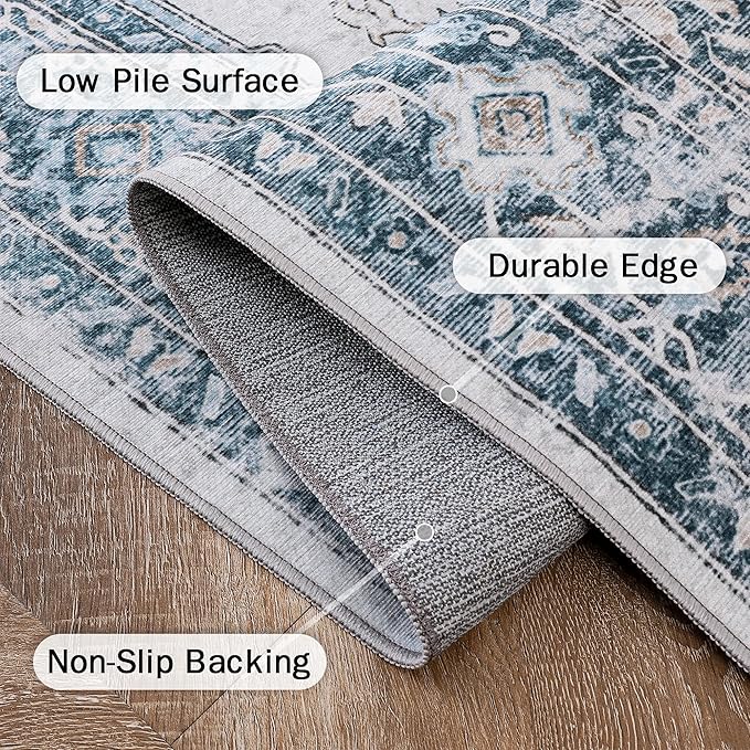 GENIMO 5x8 Area Rugs for Living Room, Machine Washable Low Pile Rugs, Chenille - Image 7