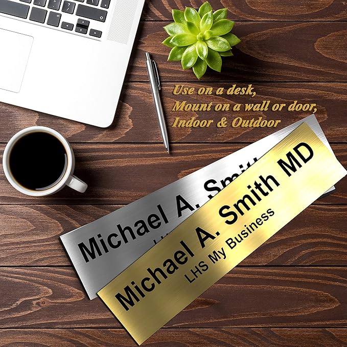 Door Name Plate Personalized for Office Yellow Plastic Name Plate Black Letters - Image 9