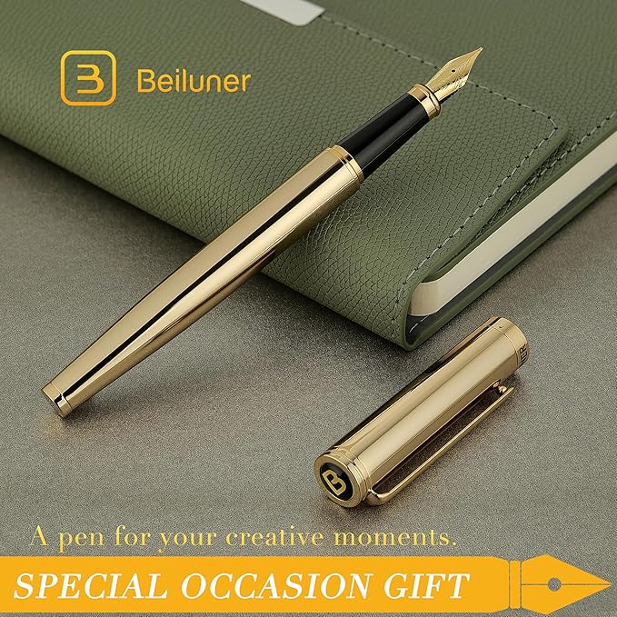 BEILUNER Gold Fountain Pen, Stunning Luxury Pens - Image 6