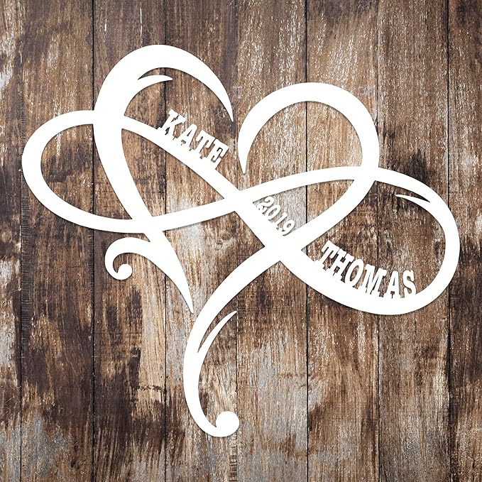 Personalized Valentines Metal Wall Sign, Custom Infinity Heart Love Couple Name - Image 6