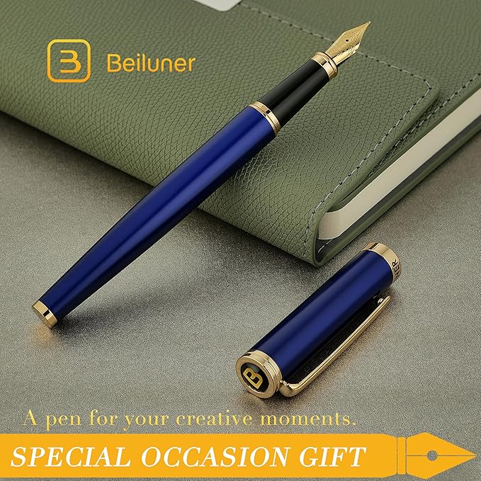 BEILUNER Blue Fountain Pen, Stunning Luxury Pens - Image 7