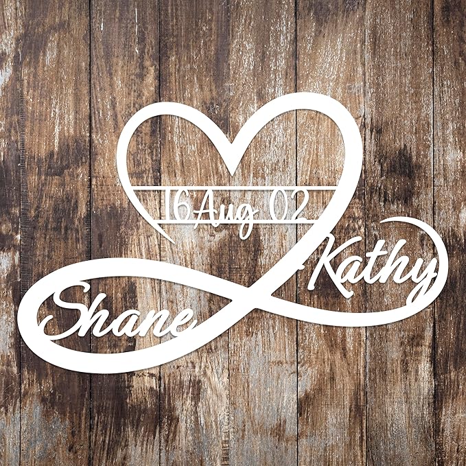 Personalized Valentines Metal Wall Sign, Custom Infinity Heart Love Couple Name - Image 6