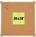 Cork Board Set - Bulletin Corkboard 24 x 24 inch Framed - Wall Hanging Message