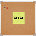 Cork Board Set - Bulletin Corkboard 24 x 24 inch Framed - Wall Hanging Message