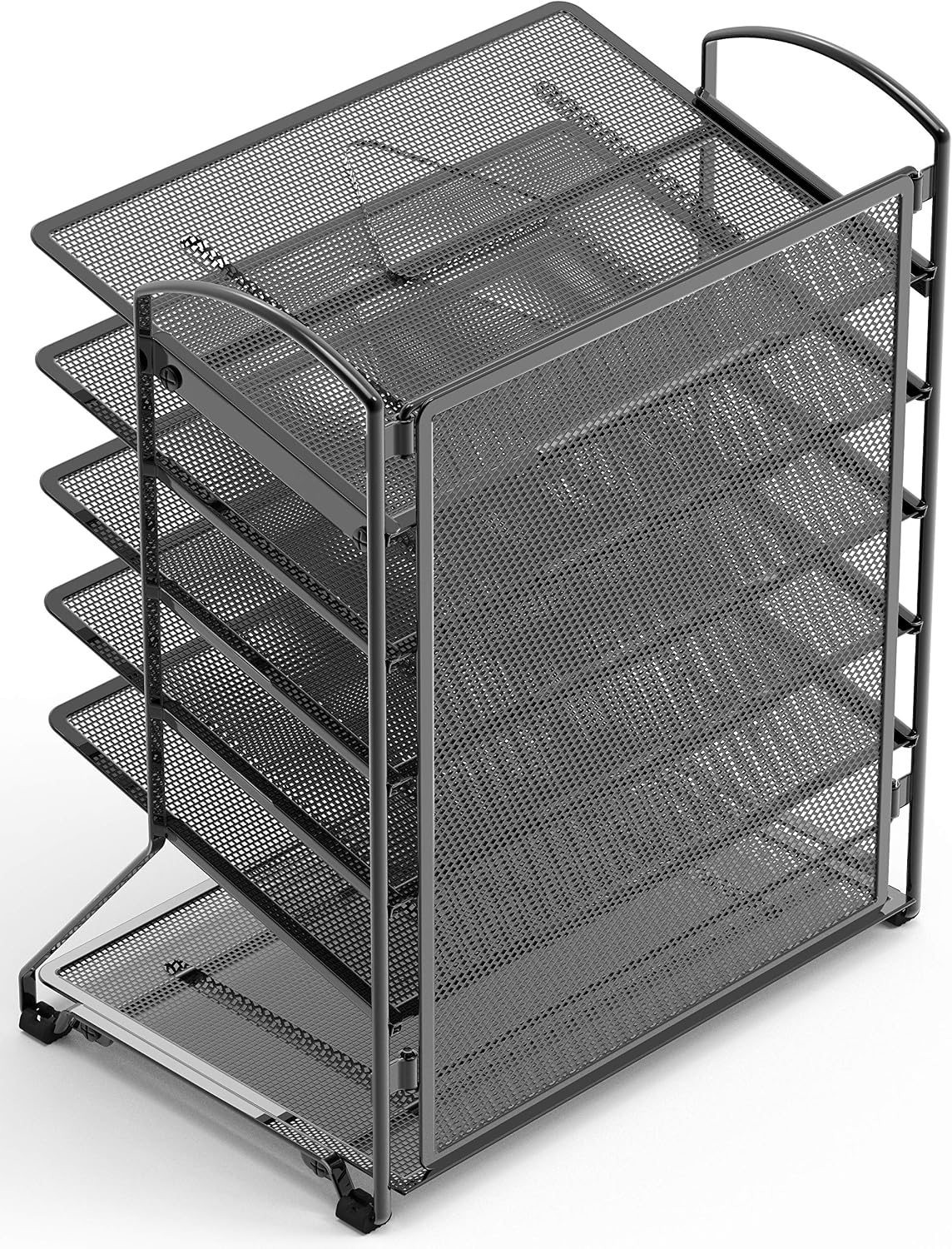 Simple Houseware 2 Packs 6-Tier Desk Organizer & Sliding Paper Tray, Black