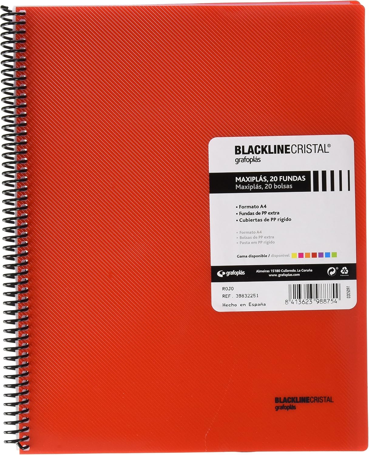 grafoplas 39832251 – 20 Pockets Folder, A4, Tapas, PP Red