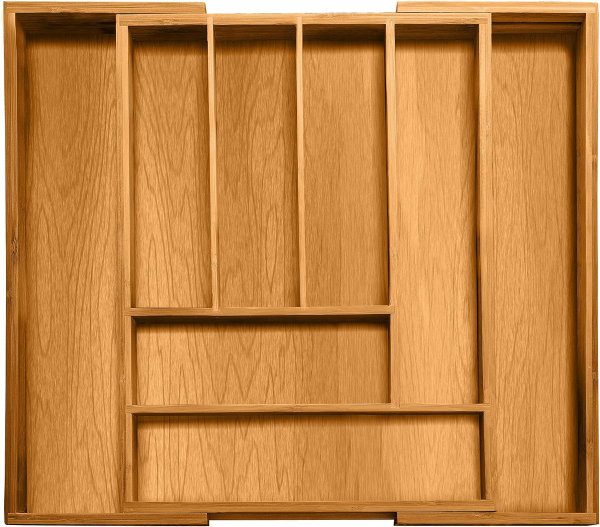 Bellemain Bamboo Kitchen Drawer Organizer, Expandable 8-Slot Tray