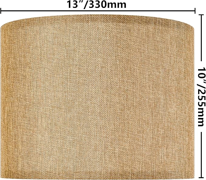 GO&SO Set of 2 Brown Medium Drum Lamp Shades 13" Top x 13" Bottom x 10" High - Image 2