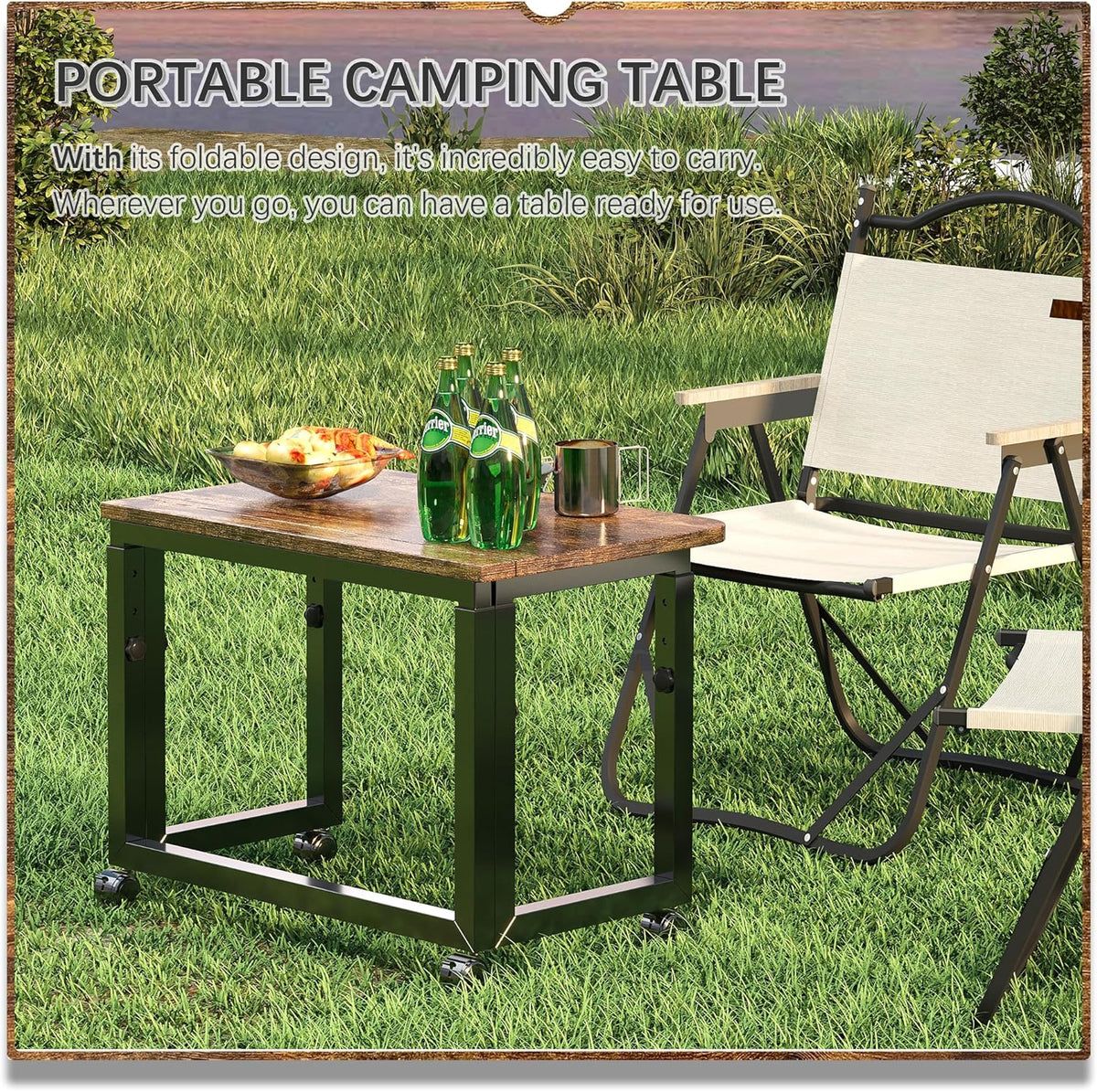 4NM No Tool Assembly 27.5" Small Desk, Folding Portable Desk with Wheels...