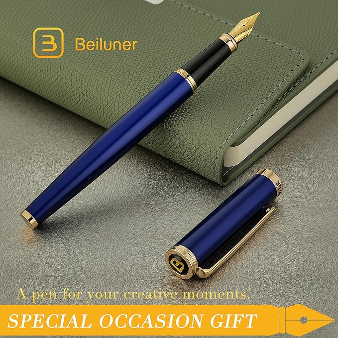 BEILUNER Blue Fountain Pen, Stunning Luxury Pens - Image 8