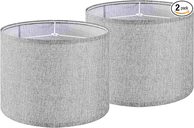 Gray Drum Lamp Shades Set of 2 Medium 13" Top x 13" Bottom x 10" High by GOSO