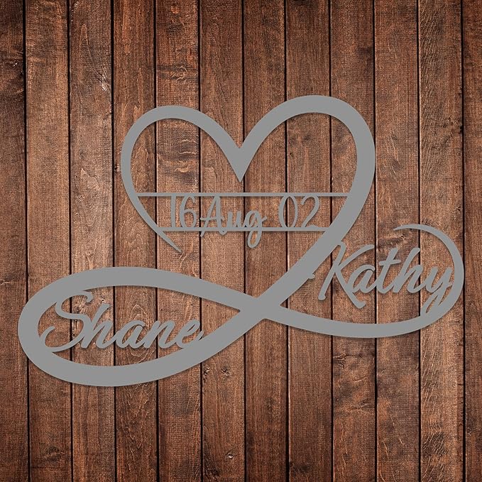 Personalized Valentines Metal Wall Sign, Custom Infinity Heart Love Couple Name - Image 7