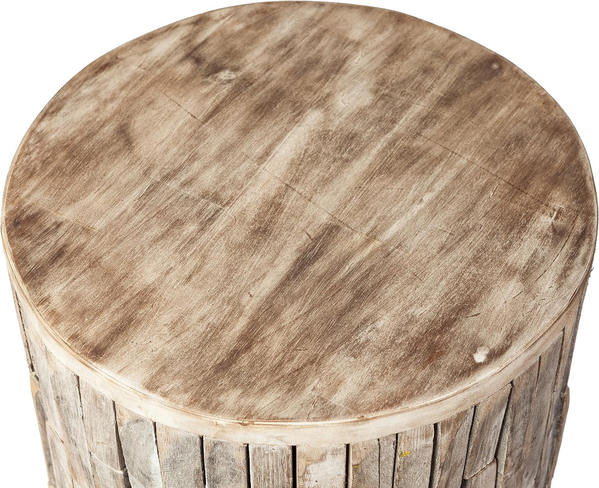 Patio Sense 62420 Elyse Round Rustic Garden Stool Wood Outdoor Seating & ...