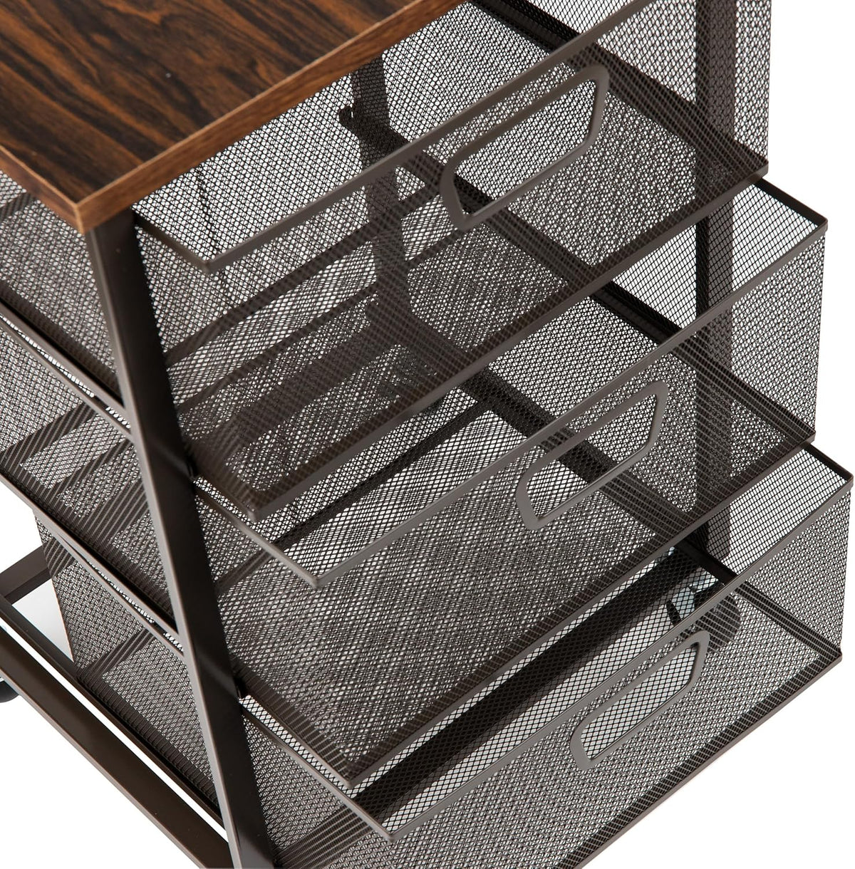 Mind Reader 3 Drawer Storage Organizer with Wood Top, Rolling Office Organize...