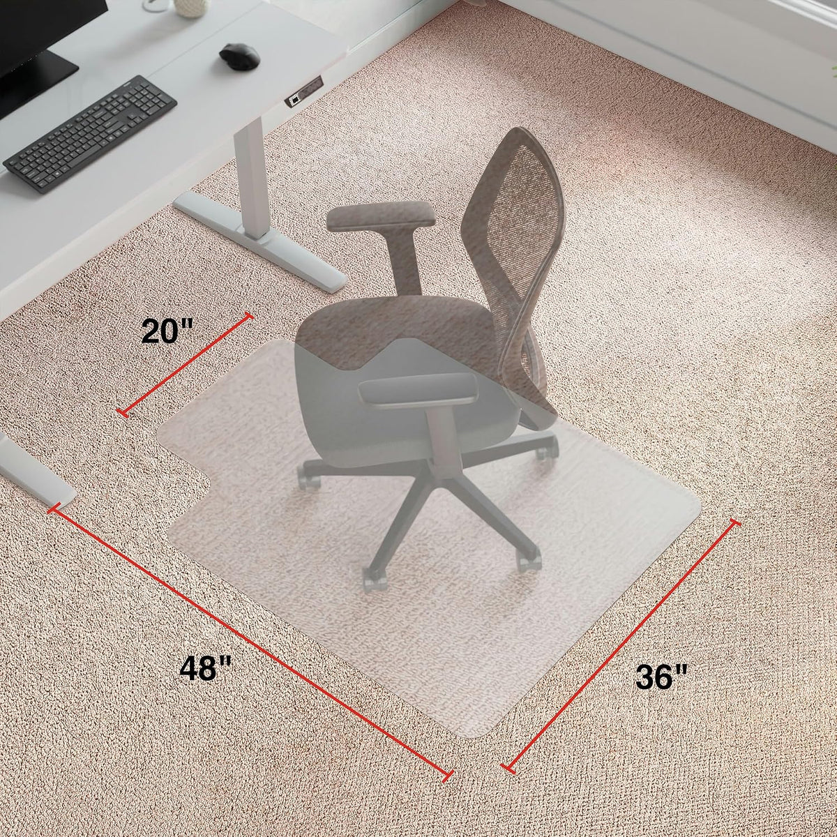 Staples Office Chair Mat with Lip, Low-Pile Carpet, 48" x 36"