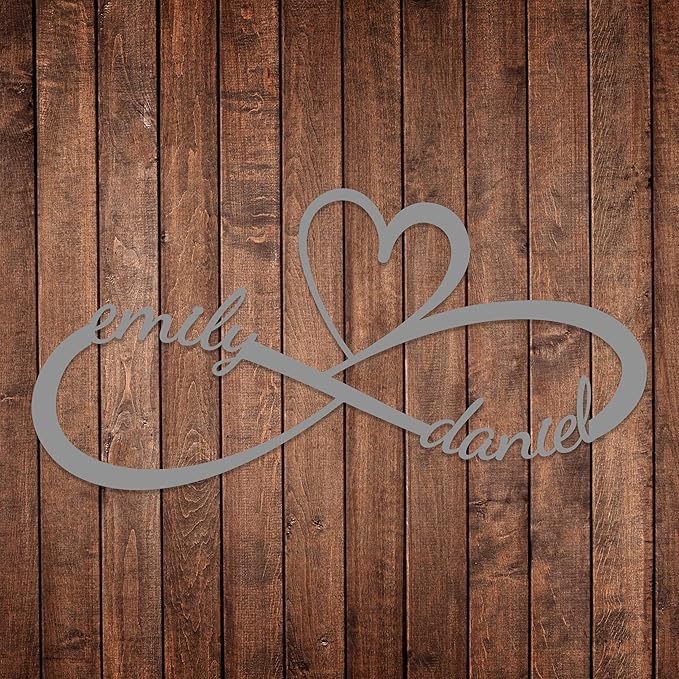 Personalized Valentines Day Metal Wall Sign, Custom Infinity Heart Love Couple - Image 7