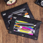 Mr. Pen- Pencil Pouch for 3 Ring Binder, 2 Pack, 10"x6.75", Smooth Zipper | Clear Window, Large Capacity Pencil Case with 3 Reinforced Grommets for School, Office, Supplies Storage
